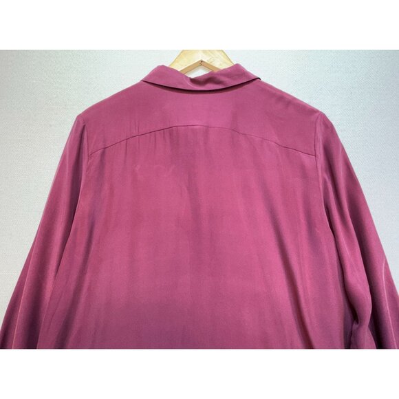 J. Jill Tunic Blouse Womens XL Burgundy Long Sleeve Silk Top Button Front Casual - Picture 11 of 12